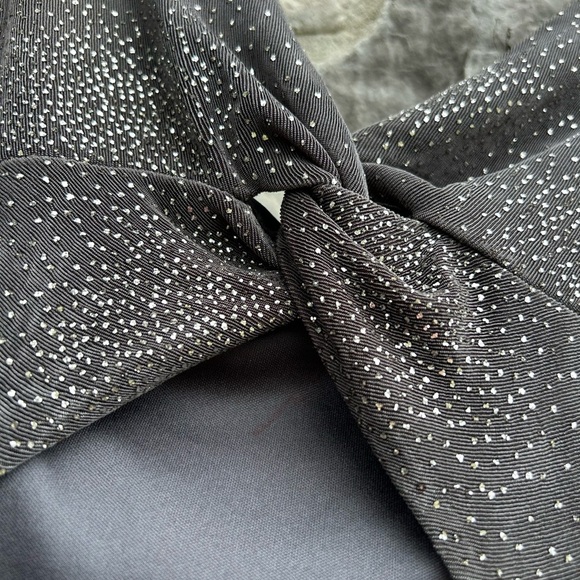 Vtg Y2K Prom Dress Glitter Maxi Gray Fairy Goth Sparkly Slinky Stretch Sz 9-10 - Picture 5 of 11